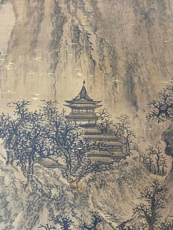 東京蕓術(shù)元 黃公望 晴巒蕭寺圖 絹本綾裱立軸