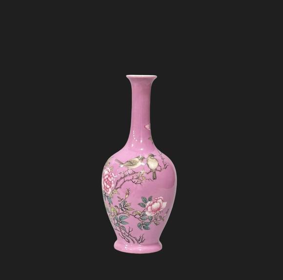 東京蕓術(shù)清雍正 琺瑯彩胭脂水花鳥詩文小瓶