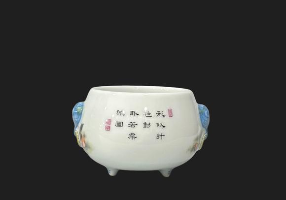 東京蕓術(shù)清乾隆 琺瑯彩事事如意守財納福三腳雙耳洗