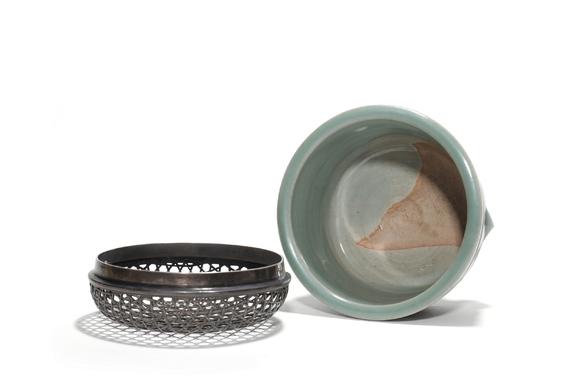 Castle AuctionA Longquan Celadon Trigram Censer with Silver Wire Mesh Cover, 13th–14th C Pr.