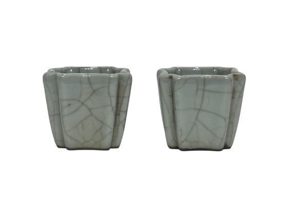 Castle AuctionA Chinese pair of square guan ware cups, Ming Dynasty Pr. or earlier.