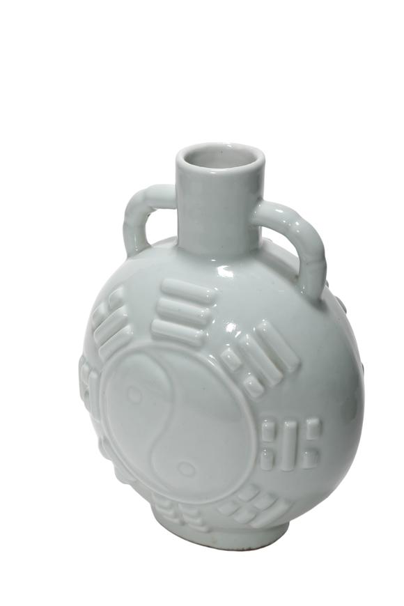 Castle AuctionA Light Celadon Bag Vase with Taiji Trigram Relief, 18th–19th C Pr.