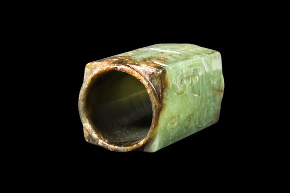 Castle AuctionA Mottled Dark Green Jade Cong, Shang, Circa 13th–11th C BC Pr.