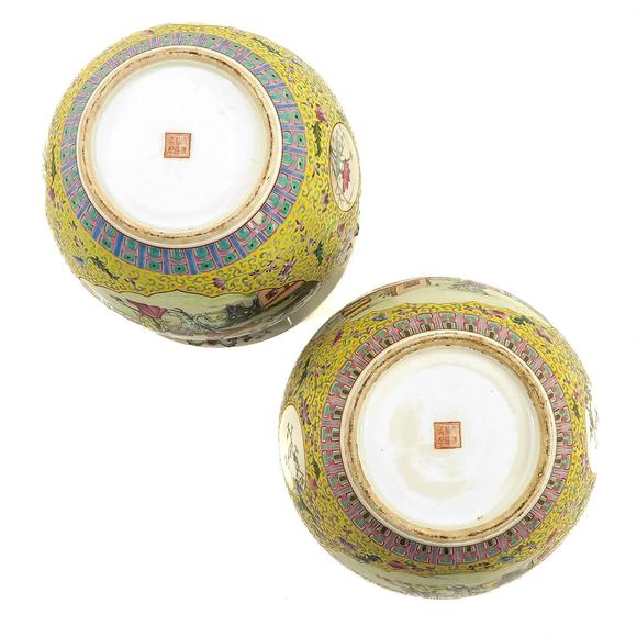 Castle AuctionA pair of famille rose fish bowls