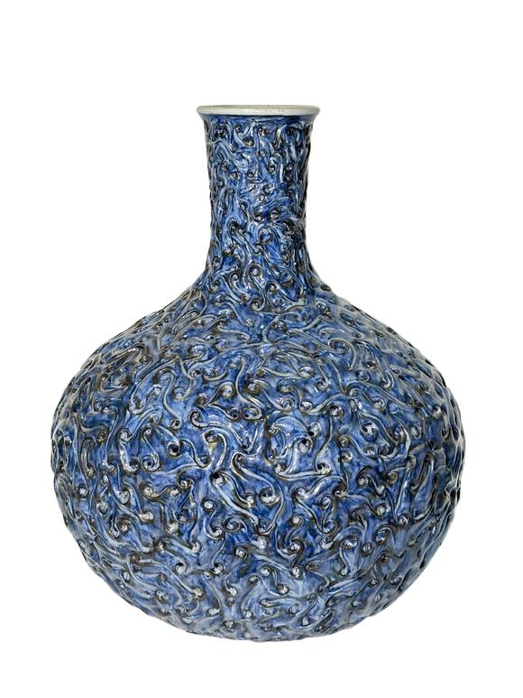 Castle AuctionA Chinese fine Blue and white ground sky ball vase, Ming Dynasty Pr. 