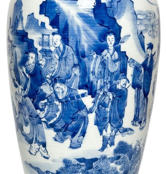Castle AuctionA Chinese blue and white depicting figure vase, Kang Xi Pr. 