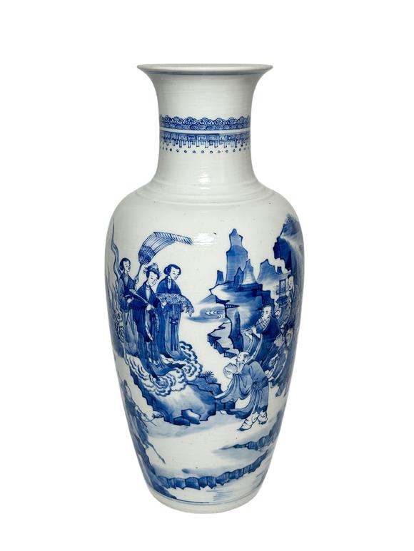 Castle AuctionA Chinese blue and white depicting figure vase, Kang Xi Pr. 