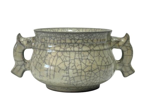 Castle AuctionA Chinese Ge-glazed censor with double-handlers, Ming Dynasty Pr. 