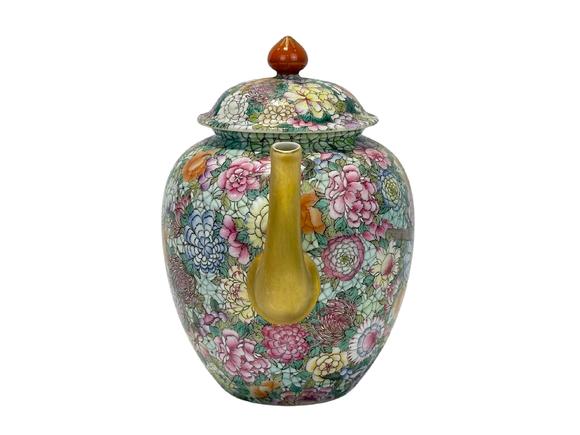Castle AuctionThe famille rose and flowers décor teapot, Qian Long Pr. 