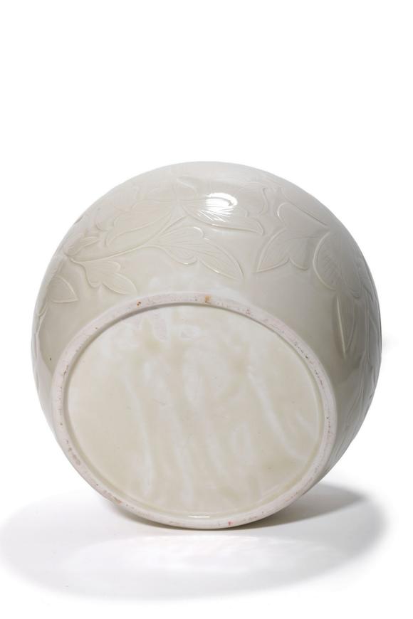Castle AuctionA Ding Kiln Carved Peony Meiping Vase, 10th–12th C Pr.