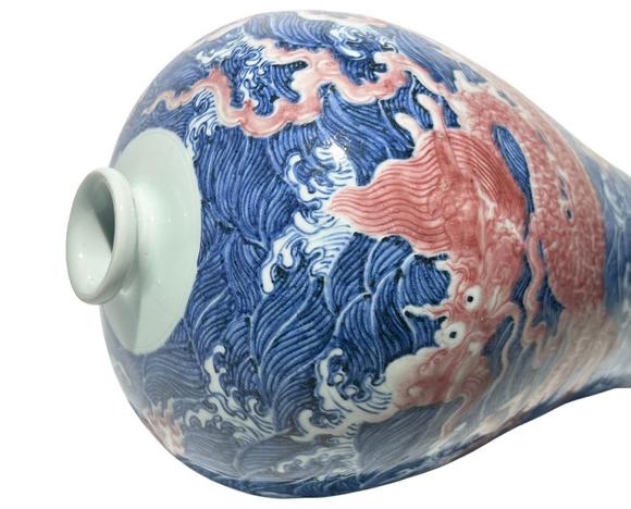 Castle AuctionA Chinese Blue-and-white underglaze red cloud dragon plum vase, Ming Dynasty Pr. 