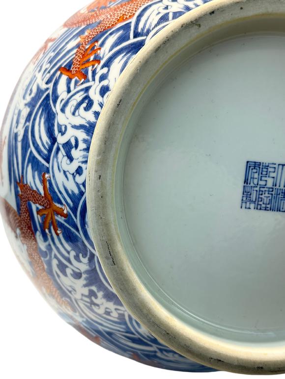 Castle AuctionAn extra large size of vase with double ears, and  cloud dragon patterns, Qian Long Pr. 