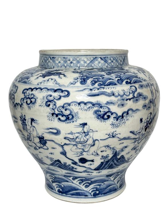 Castle AuctionA Chinese Blue and white figure jar, Ming Dynasty Pr. 