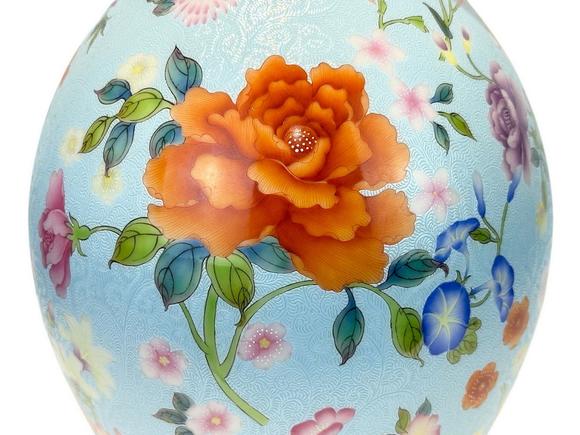 Castle AuctionA Chinese blue-ground Famille Rose vase, Qian Long Pr. 
