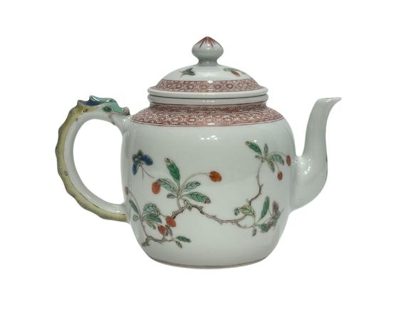 Castle AuctionA Chinese Colorful Butterfly depicted teapot, Kang Xi Pr. 