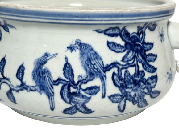 Castle AuctionBlue-and-white flower-and-bird elephant-eared censor, Kang Xi Pr. 