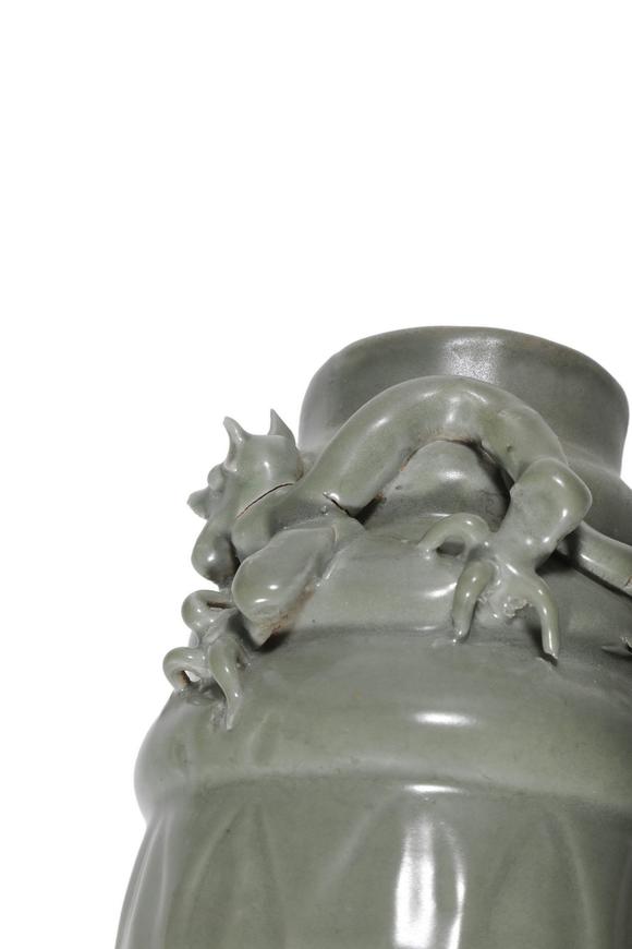Castle AuctionA Longquan Celadon Dragon Relief Vase, 13th–14th C Pr.