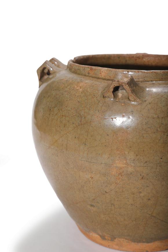 Castle AuctionA Pair of Yue Kiln Multi-Lug Jars, 3rd–6th C Pr.