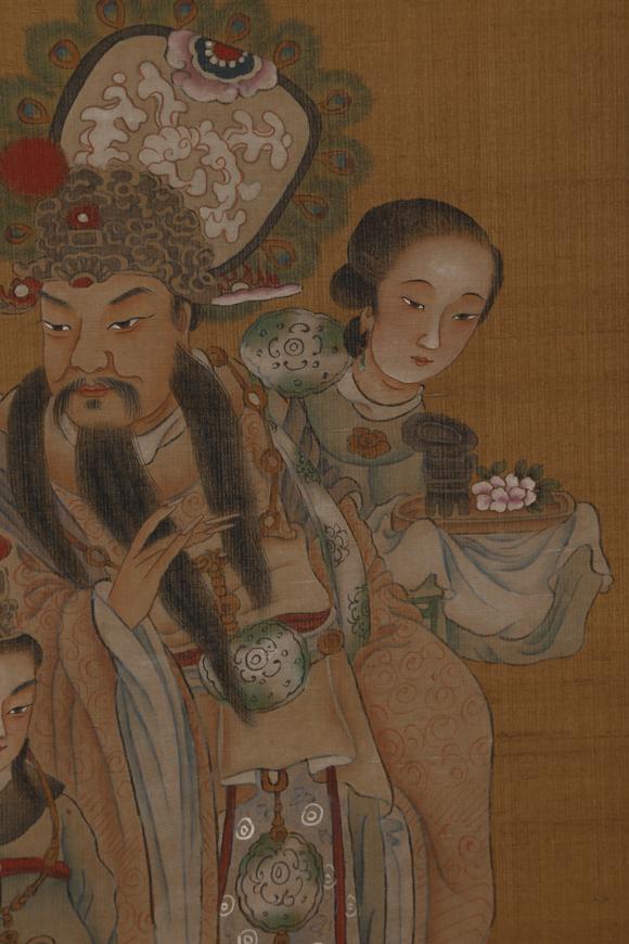 弘楊株式會(huì)社唐寅絹本天官賜福圖畫