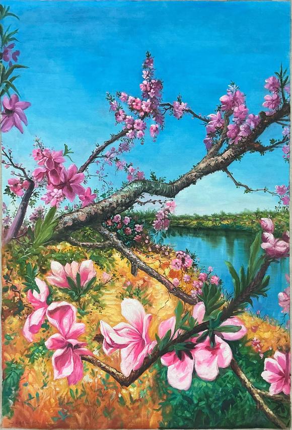 北京崇仁拍賣周春芽 《桃花》