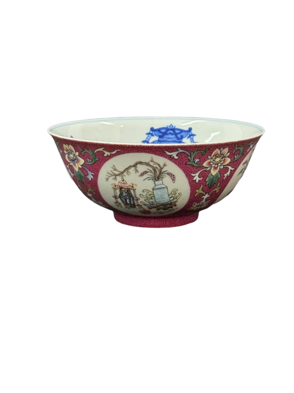 北京崇仁拍賣內(nèi)青花四宮燈外粉彩節(jié)令膳碗