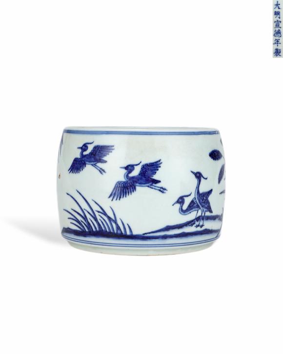 金澤美術(shù)明宣德 青花白鷺黃鸝紋蟋蟀罐