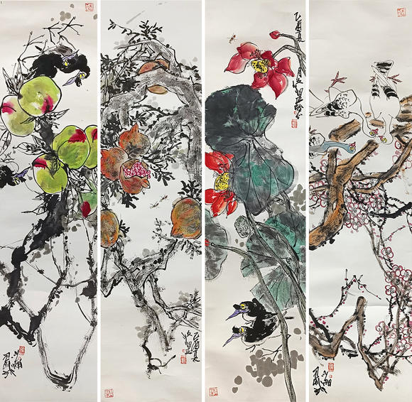 書畫藝拍江文堪 人物 四屏
