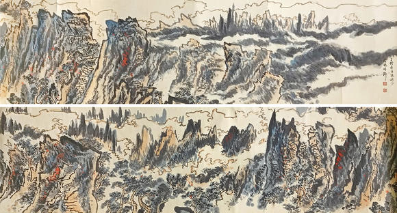 書畫藝拍陸儼少 山水手卷