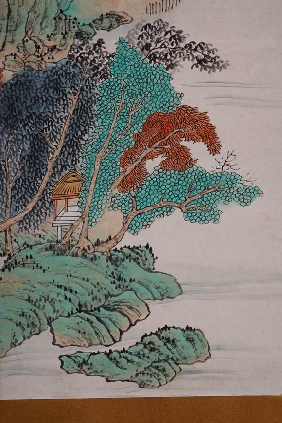 Cascade'sPu Ru green landscape. | 溥儒 青綠山水