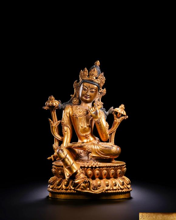 Cascade'sMing bronze gilded Tara statue | 明 銅鎏金度母座像