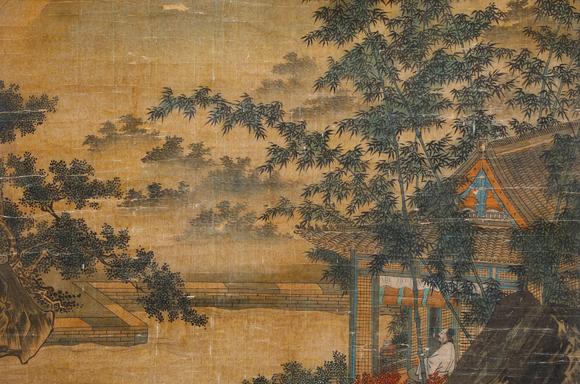 Cascade'sVertical axis of waterfall view in Benxi, Mayuan silk | 馬遠絹本溪觀瀑圖立軸