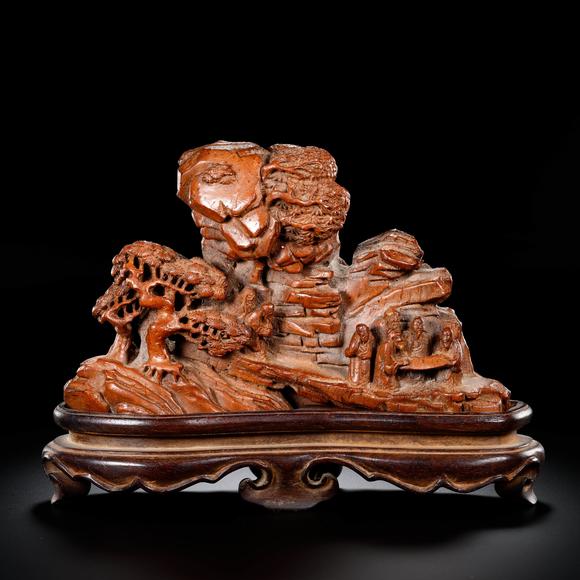 Cascade'sBamboo carving landscape figure Shanzi in Qing Dynasty | 清 竹雕山水人物山子