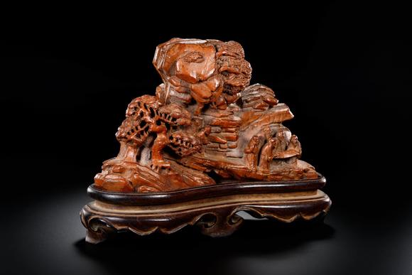 Cascade'sBamboo carving landscape figure Shanzi in Qing Dynasty | 清 竹雕山水人物山子