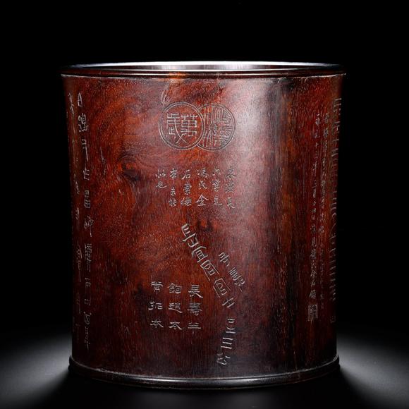 Cascade'sPencil holder for carving poems on Qing rosewood | 清 紫檀刻詩文筆筒