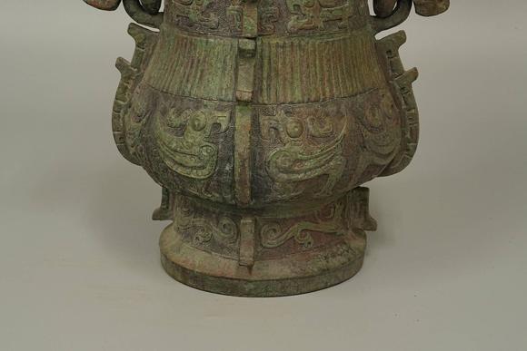 京都祇園會(huì)拍賣商 青銅鳳紋提梁卣 六字銘文日本桐箱附