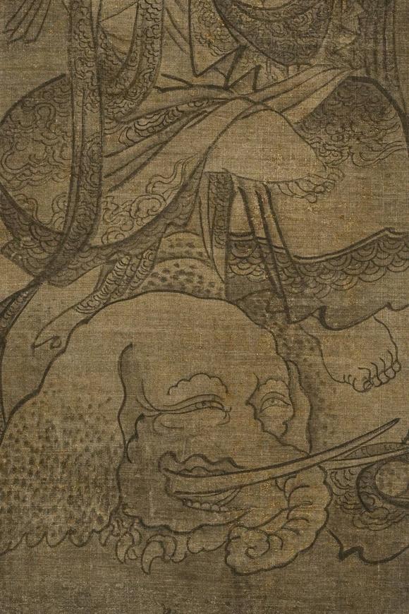 京都祇園會(huì)拍賣(mài)元代 華嚴(yán)三圣圖三幅 絹本掛軸 日本古裂裝裱 日本桐箱附