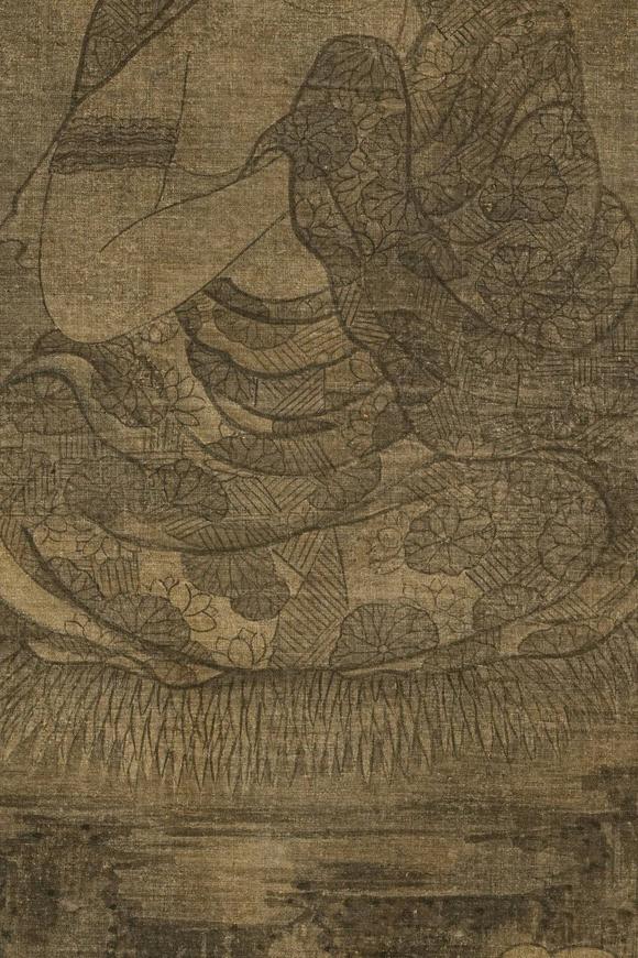 京都祇園會(huì)拍賣(mài)元代 華嚴(yán)三圣圖三幅 絹本掛軸 日本古裂裝裱 日本桐箱附