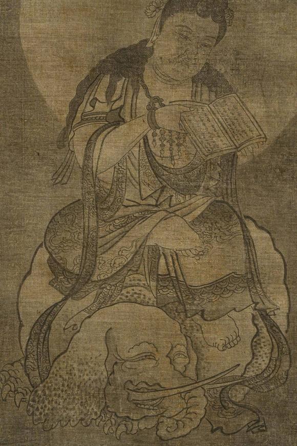 京都祇園會(huì)拍賣(mài)元代 華嚴(yán)三圣圖三幅 絹本掛軸 日本古裂裝裱 日本桐箱附