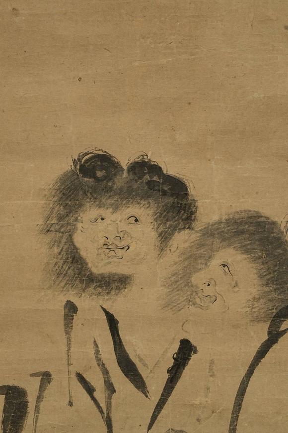 京都祇園會(huì)拍賣一山一寧 石梁贊寒心拾得 日本古裂裝裱 箱書附 紙本掛軸 雙箱