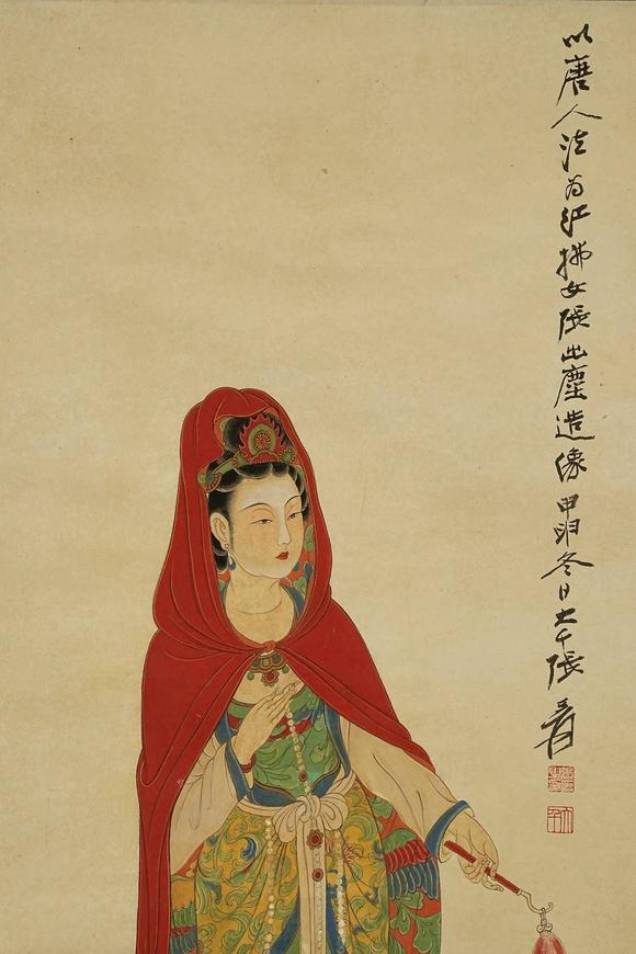 京都祇園會(huì)拍賣張大千 紅拂女出塵圖 紙本掛軸