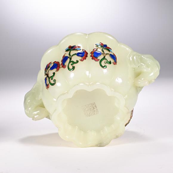 Eden Fine Antiques Galleries LLCA CHINESE HETIAN JADE GILT FILIGREE CENSER