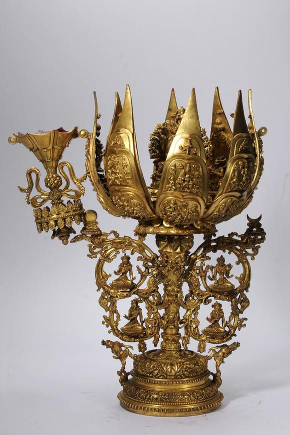 Eden Fine Antiques Galleries LLCA CHINESE GILT BRONZE LOTUS SHRINE