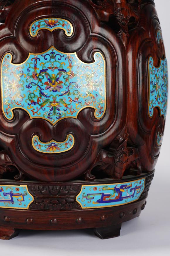 Eden Fine Antiques Galleries LLCA PAIR OF CHINESE ZITAN ENAMEL DRUM STOOLS