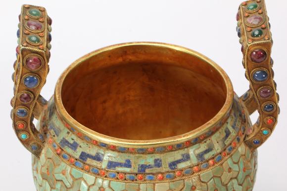 Eden Fine Antiques Galleries LLCA CHINESE GILT SILVER GEM INLAID CENSER