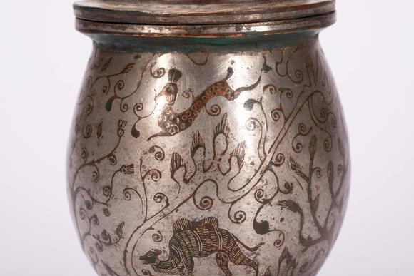 Eden Fine Antiques Galleries LLCA CHINESE SILVER INLAID BRONZE MORTAR SET