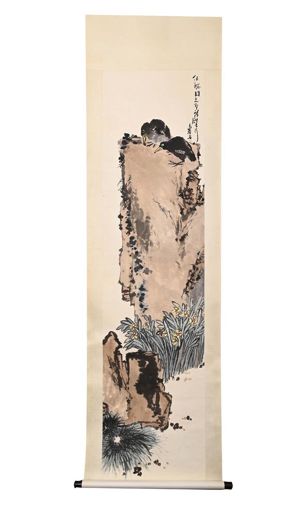 Eden Fine Antiques Galleries LLCPAN TIANSHOU MYNAHS ON A CLIFF PAINTING
