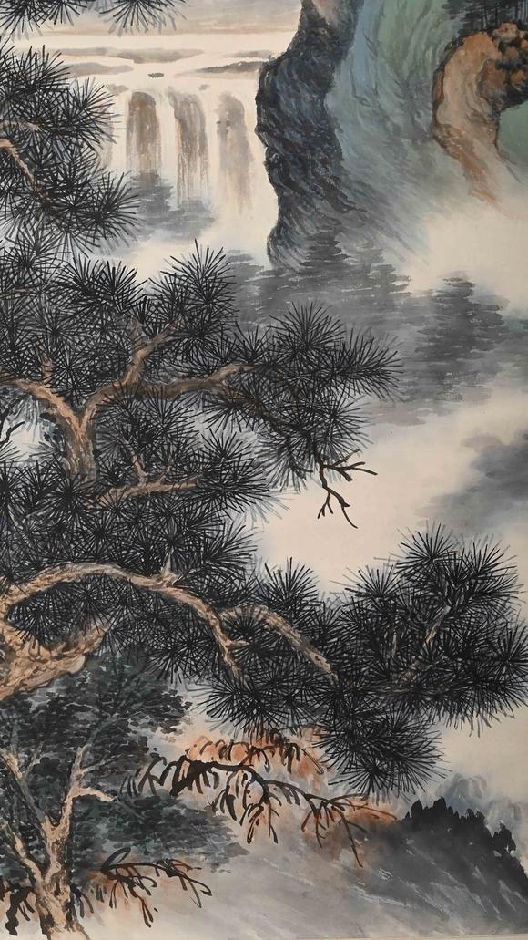 Eden Fine Antiques Galleries LLC1940 WU HUFAN WATERFALL LANDSCAPE SCROLL PAINTING