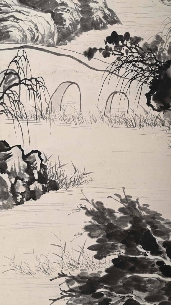 Eden Fine Antiques Galleries LLC1940 ZHANG DAQIAN LANDSCAPE WITH RIVER AND CLIFFS PAINTING