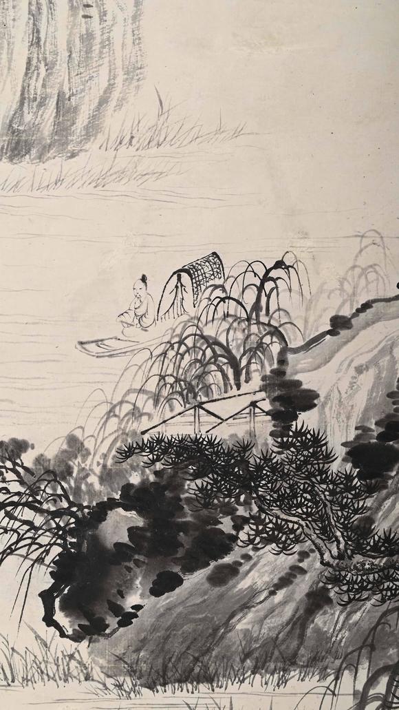Eden Fine Antiques Galleries LLC1940 ZHANG DAQIAN LANDSCAPE WITH RIVER AND CLIFFS PAINTING