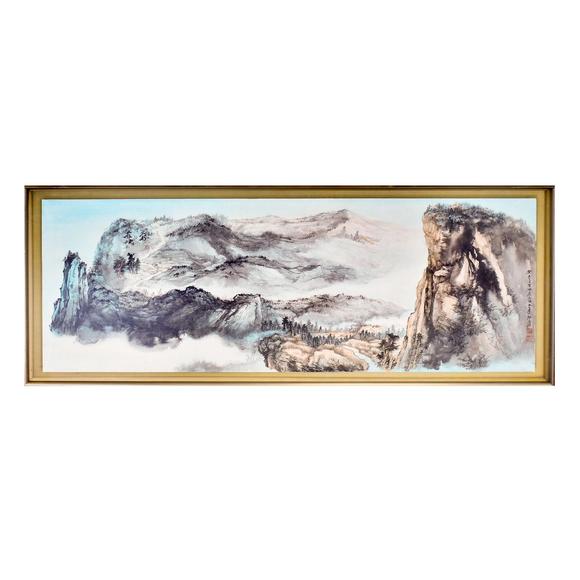 Eden Fine Antiques Galleries LLC1973 ZHANG DAQIAN WATERSIDE LANDSCAPE FRAMED PAINTING